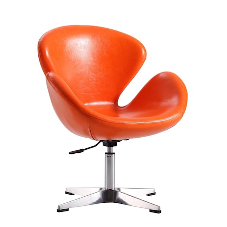 Manhattan Comfort Raspberry Faux Leather Adjustable Swivel Chair in Tangerine and Polished Chrome AC038-TR